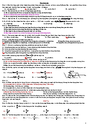 Trắc nghiệm Vật lí 12 - Dao động cơ (Có đáp án)